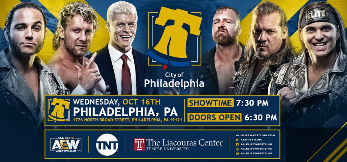 ALL ELITE WRESTLING TO MAKE THEIR  PHILADELPHIA DEBUT THIS OCTOBER 16  LIVE AT THE LIACOURAS CENTER