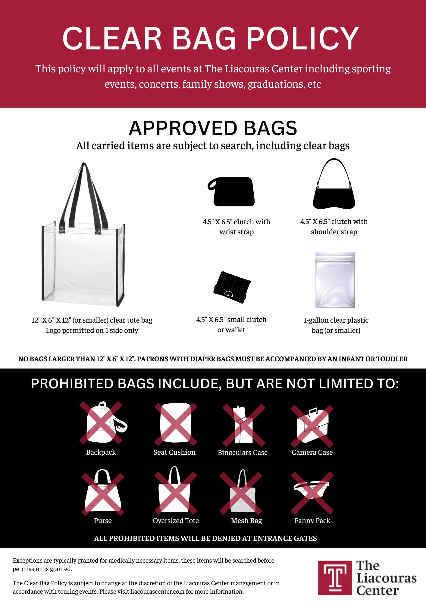 Clear Bag Policy | The Liacouras Center
